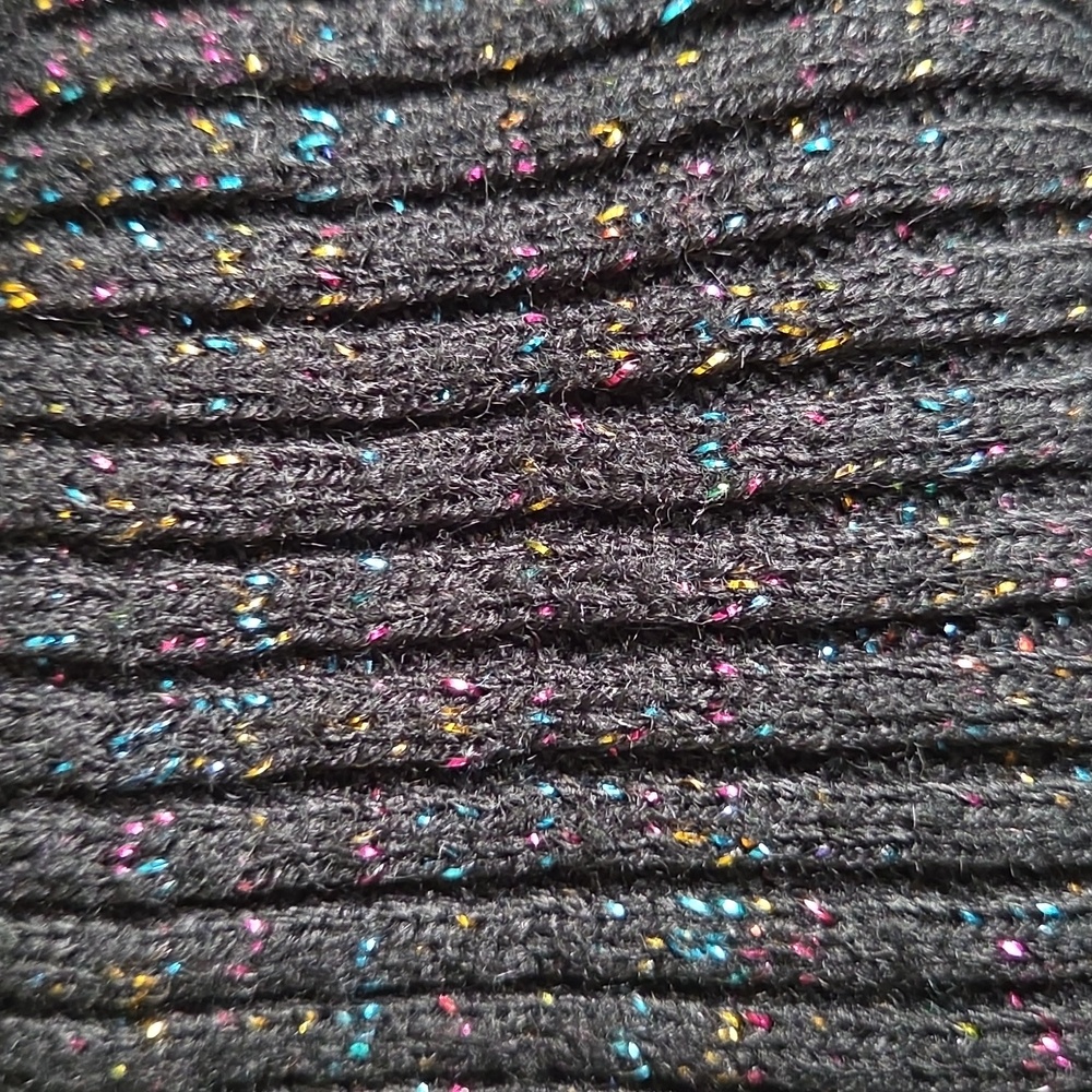 🌹Faded Glory Black Sweater Dress with Rainbow Threading 10-12